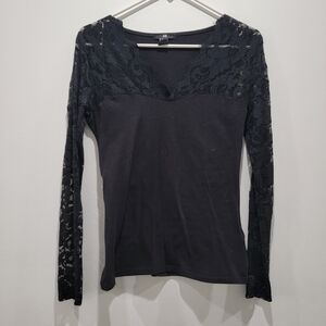 H&M Black Lace Detail Blouse